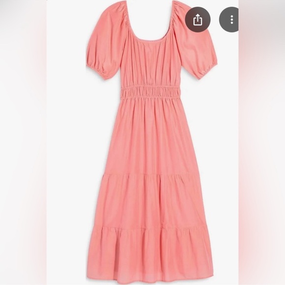 NWT Vineyard Vines Silk Tiered Maxi Dress with puffed sleeves in Cayman Coral - Picture 3 of 8